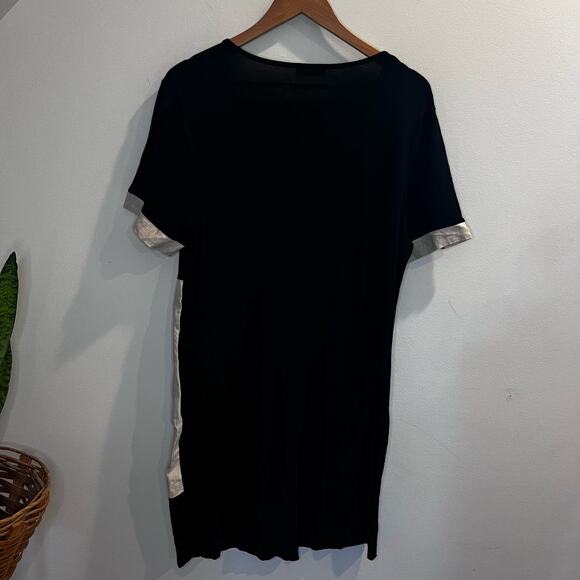 Darkwin Black Artsy Dress‎ Size L Buttons Patchwork Lagenlook Mix Media Pocket - Picture 2 of 7